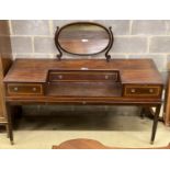A mid 19th century mahogany dressing table, converted from a square piano, decorated with