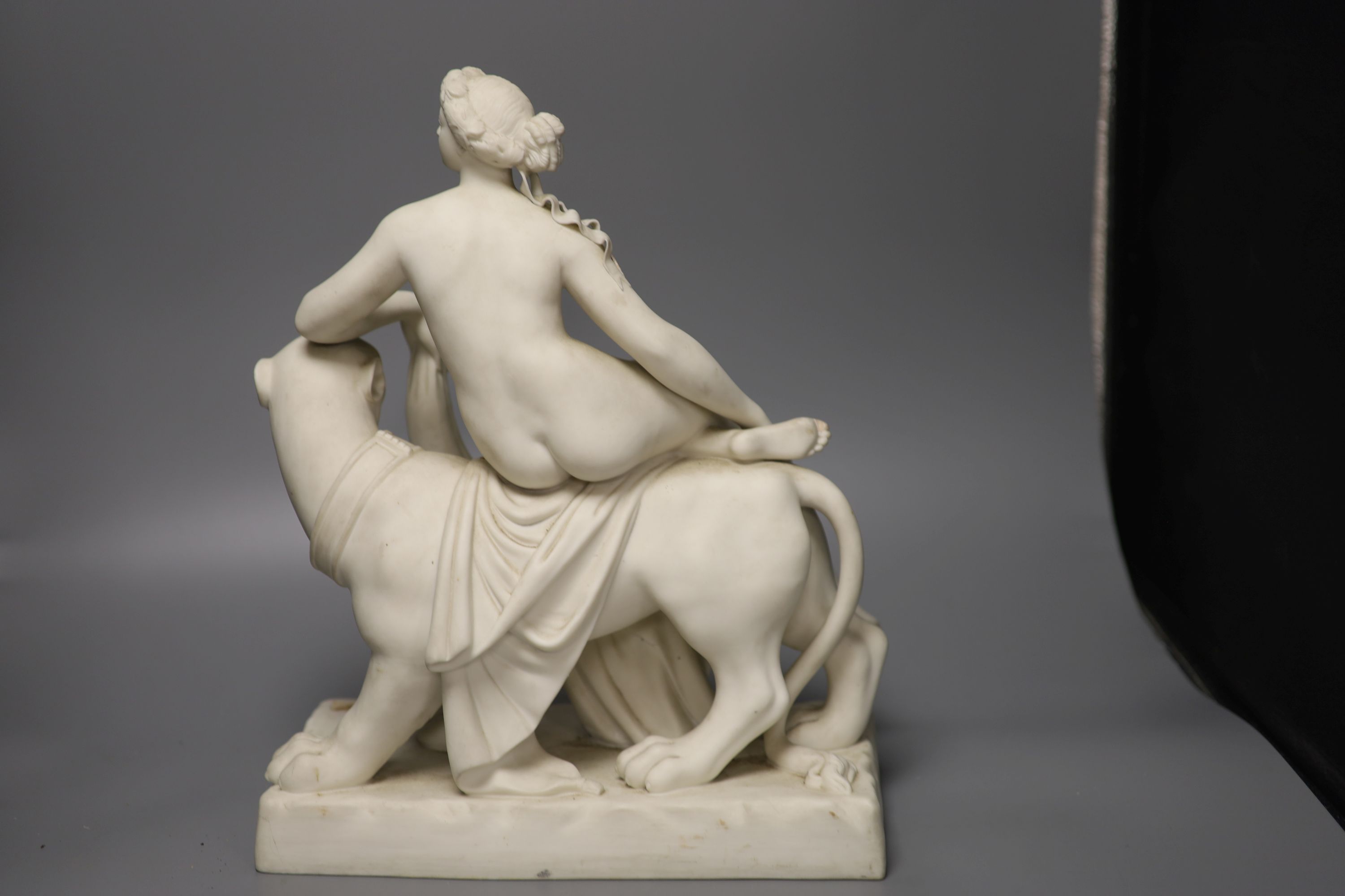 A Minton parianware figure of Ariadne and the panther, height 37cm - Image 2 of 5