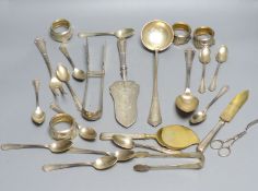Four Austro Hungarian 800 standard white metal salts and a quantity of assorted similar flatware