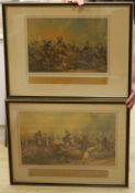 Victorian School, pair of chromolithographs, 'Charge of the 3rd King's Own Light Dragoons at the