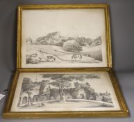 W. Watson (19th C.), two lithographs, North View of Lewes Castle and Lewes Castle from the