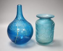 A Mdina Art Glass vase, 25cm high and a similarCONDITION: Medina vase good, other vase with minor