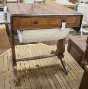 A Victorian mahogany drop flap work table, width 64cm, depth 50cm, height 73cm