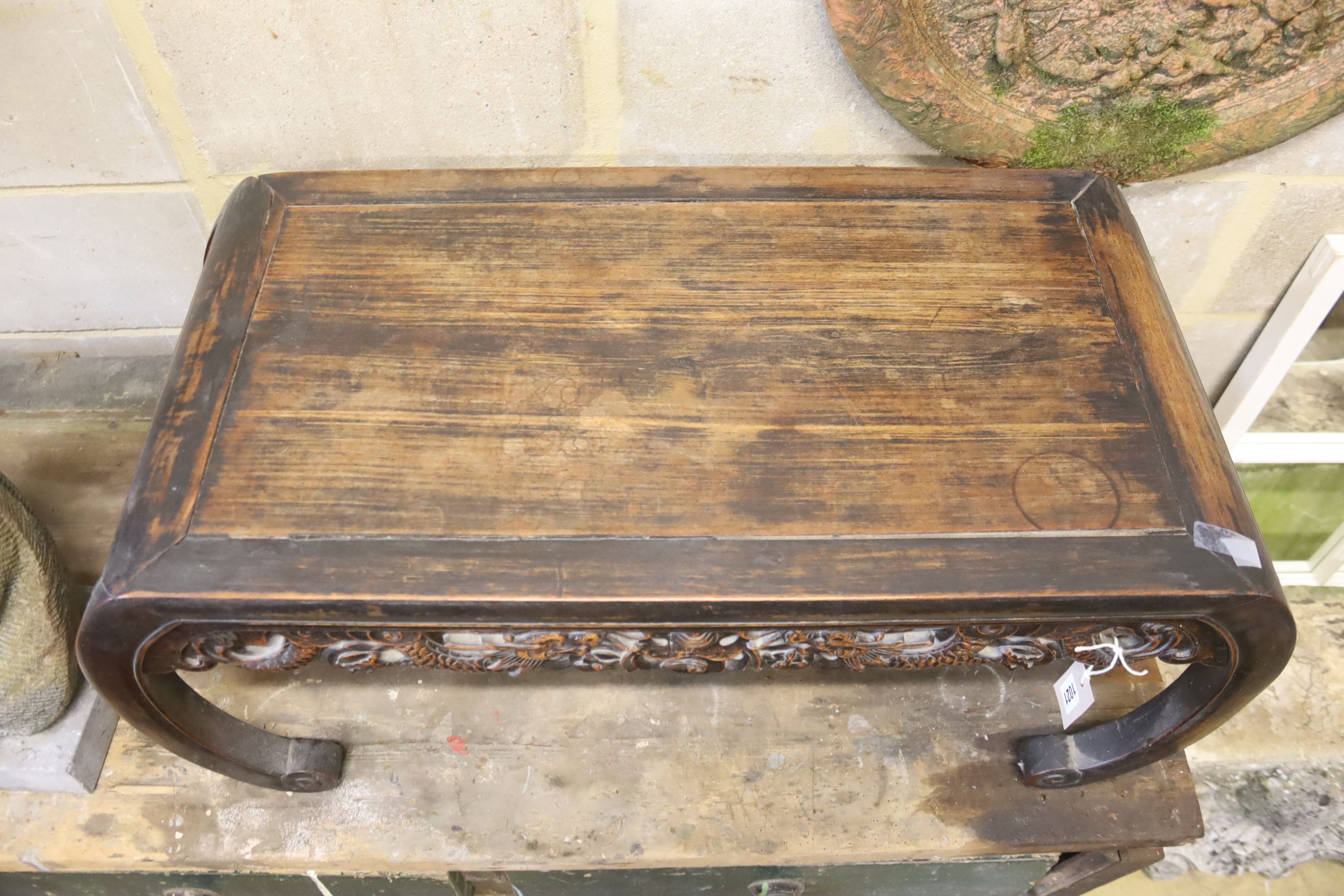 A Chinese rectangular hardwood low table, length 82cm, depth 39cm, height 36cm - Image 3 of 3