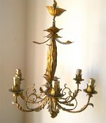 A French gilt metal ceiling electrolier