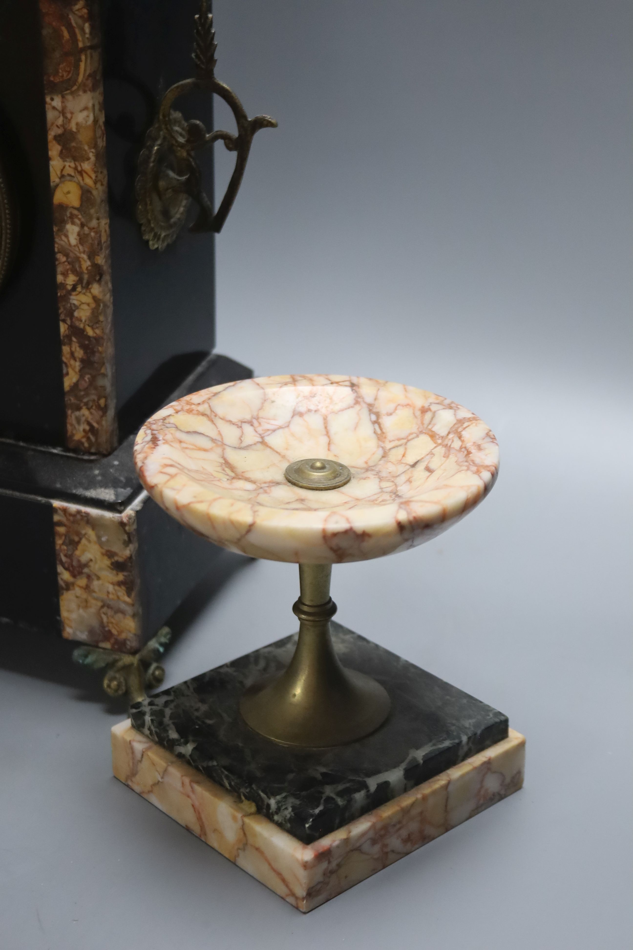 A slate marble mantel clock, height 43cm - Image 4 of 5