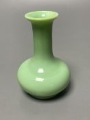 A Chinese lime green glass bottle vase, Qing, height 9cm