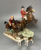 A Beswick huntsman and two hounds and a Katzhutte youth on horse-back