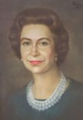 Dunlop 59, oil on canvas, Portrait of Her Majesty Queen Elizabeth II, signed, 54 x 39cm