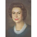 Dunlop 59, oil on canvas, Portrait of Her Majesty Queen Elizabeth II, signed, 54 x 39cm