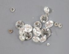 Thirteen unmounted round brilliant cut diamonds, weighing approximately 1.30ct in total and a