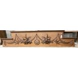 A large Continental carved oak pelmet / cornice, length 216cm, height 46cm