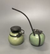 A Chinese celadon glazed water pipe and another