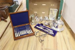 A quantity of Victorian and later silver plated items