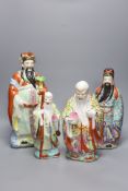 Four 20th century earthenware Chinese figures, tallest 39cm