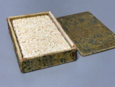 A 19th century Chinese export ivory case, in original brocade covered case stamped 'Luenchun', 11