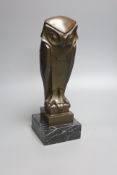 An Art Deco style bronze 'owl' figure after Sandoz, height 37cm