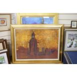 D. Schlesinger, three pastels, St Paul's from The Thames and related studies, signed, largest 57 x