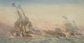 Harold Wyllie (1880-1973), colour aquatint, 'The Battle of Quiberon Bay 1759', signed in pencil,