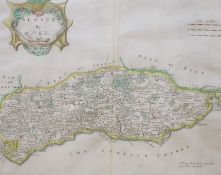 Robert Morden, coloured engraving, Map of Sussex, 36 x 42cm