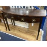 A George III mahogany bowfront serving table, width 142cm, depth 60cm, height 92cm