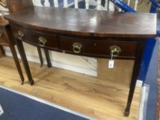 A George III mahogany bowfront serving table, width 142cm, depth 60cm, height 92cm