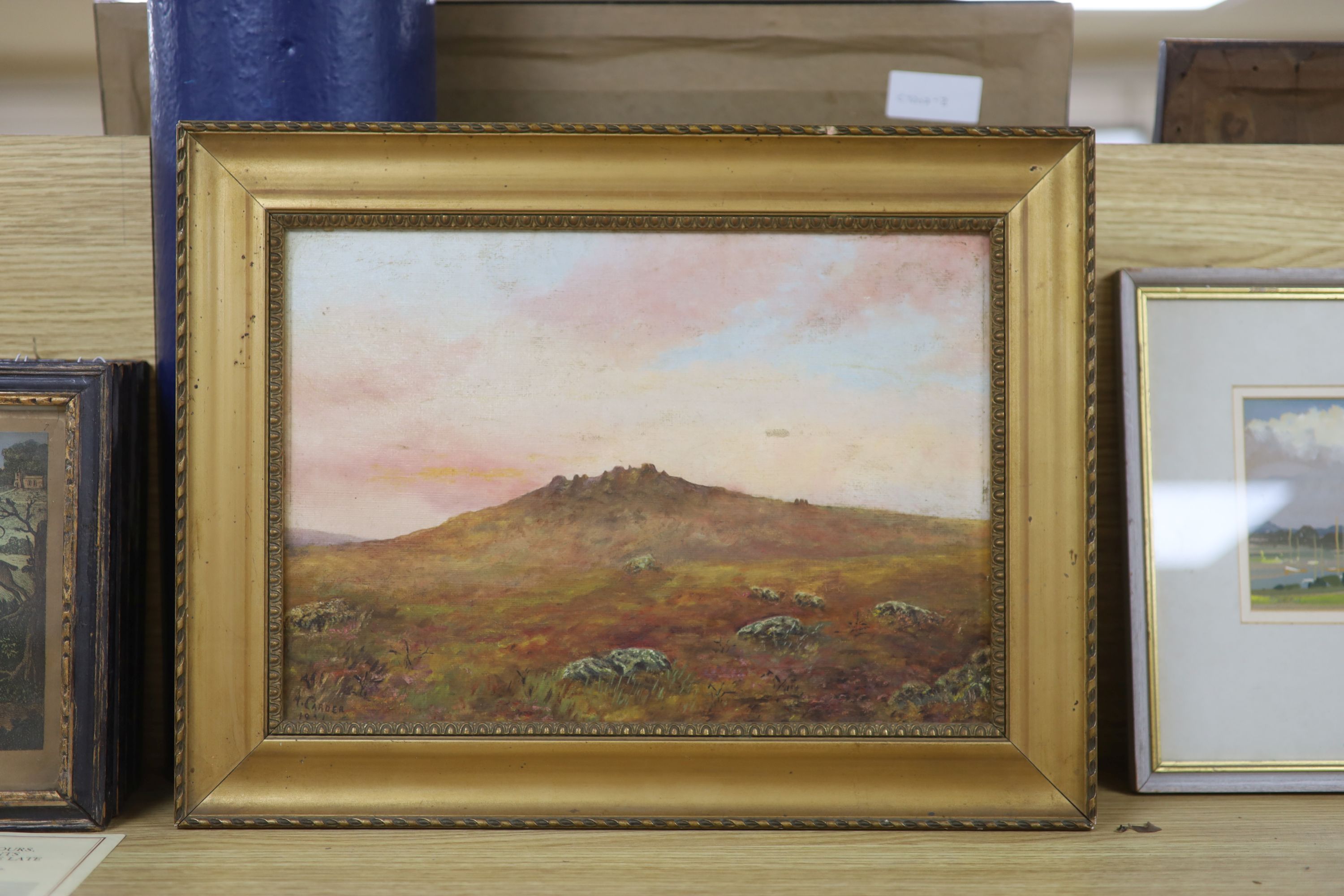A. Carder, oil on canvas board, Moorland scene, signed and dated 1921, 24 x 34cm - Image 2 of 3