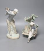 A Lladro figure, 'Sunday in the Park', no. 5365 and another 'Golfer', no. 4284, tallest 28cm