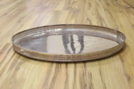 A silver plated oval gallery tray, width 61cm