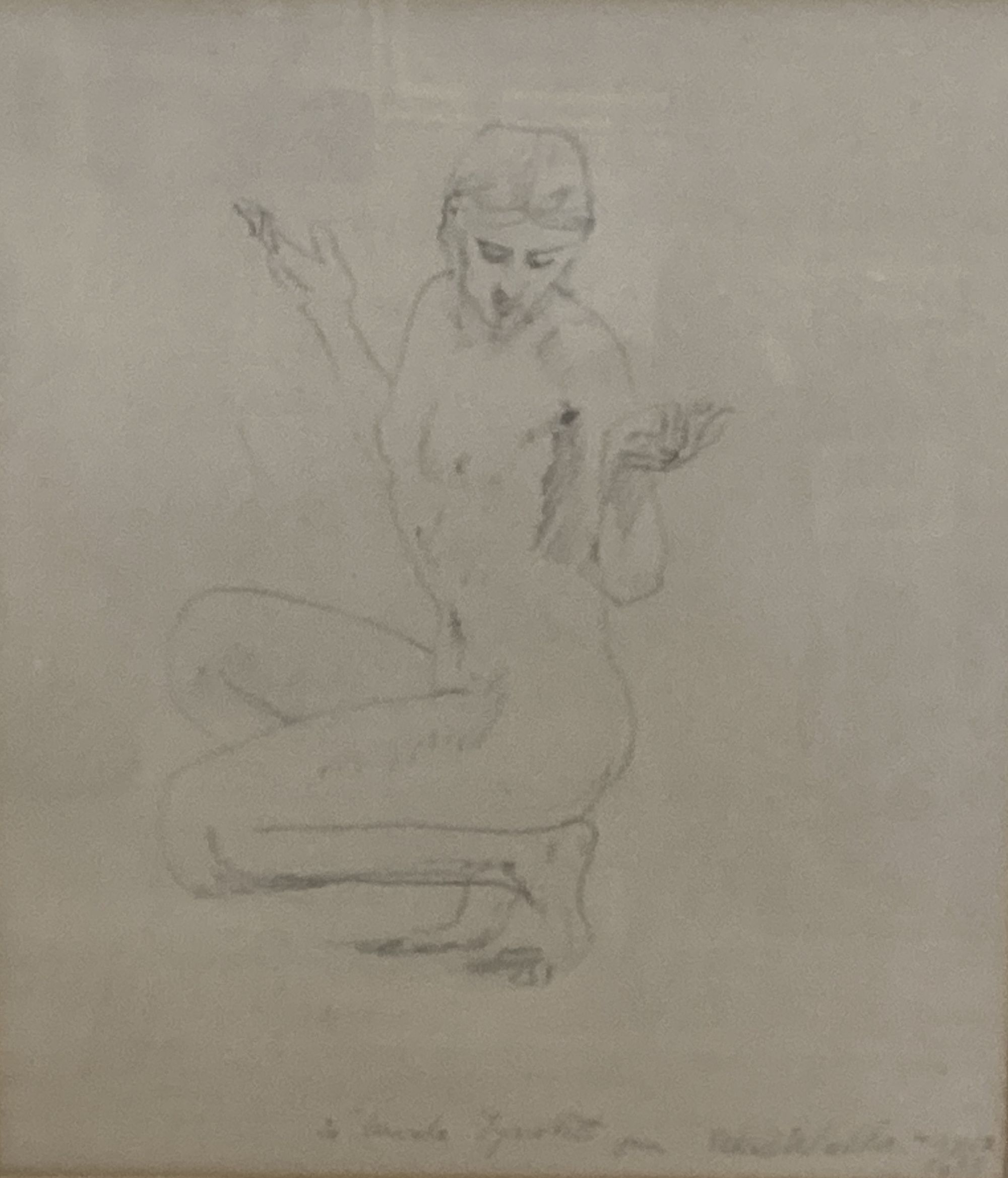 Dame Ethel Walker (1941-), pencil drawing, A Russian dancer, inscribed by the artist 'To Ursula