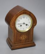 An Edwardian inlaid mahogany mantel clock, height 26cm