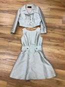 A pale green silk dress and jacket, labelled Louis Feraud,size 12 and a mint green silk and
