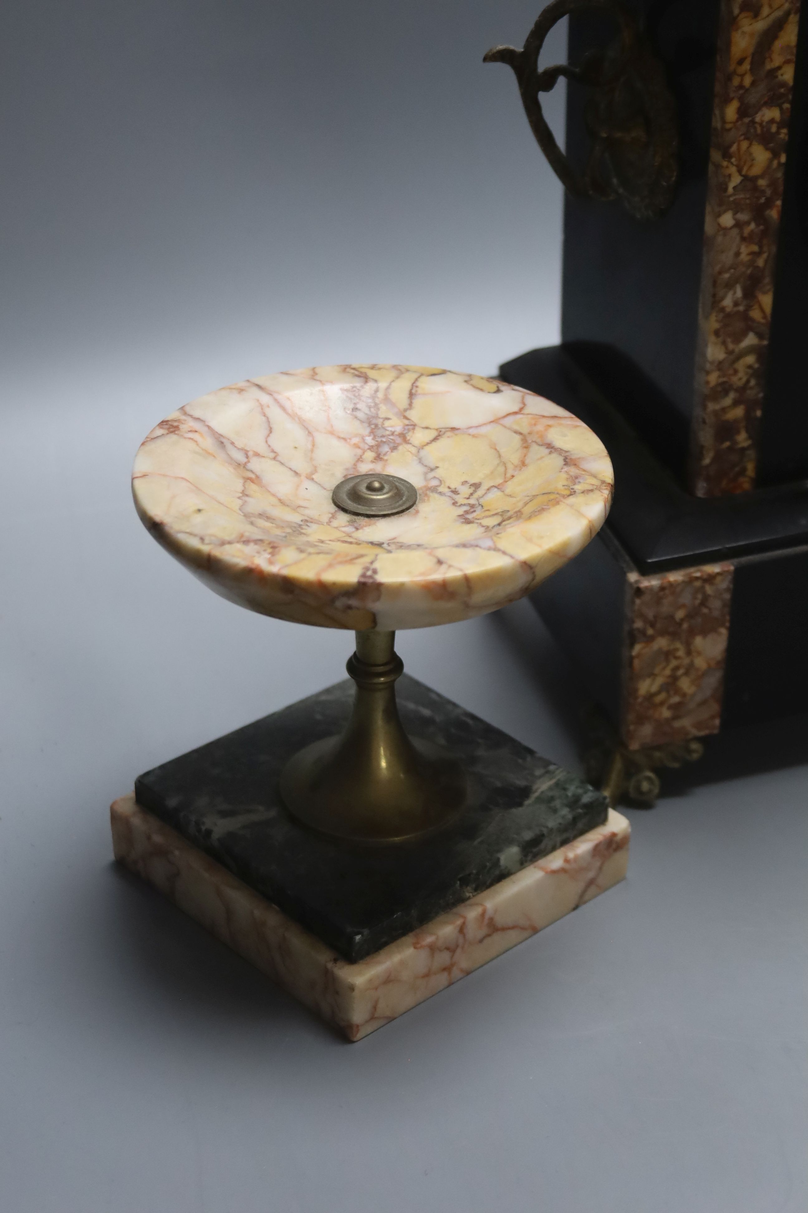 A slate marble mantel clock, height 43cm - Image 3 of 5