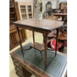 A late Victorian inlaid rosewood rectangular occasional table, width 84cm, depth 45cm, height 71cm