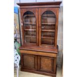 A Victorian mahogany tall library bookcase, length 128cm, depth 56cm, height 230cm
