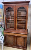 A Victorian mahogany tall library bookcase, length 128cm, depth 56cm, height 230cm