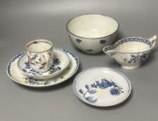 A group of Worcester blue and white ceramics, a Japan pattern cup and a Samson blue and white