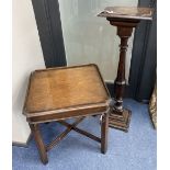 A George III style mahogany rectangular tray top occasional table, width 50cm, depth 42cm, height