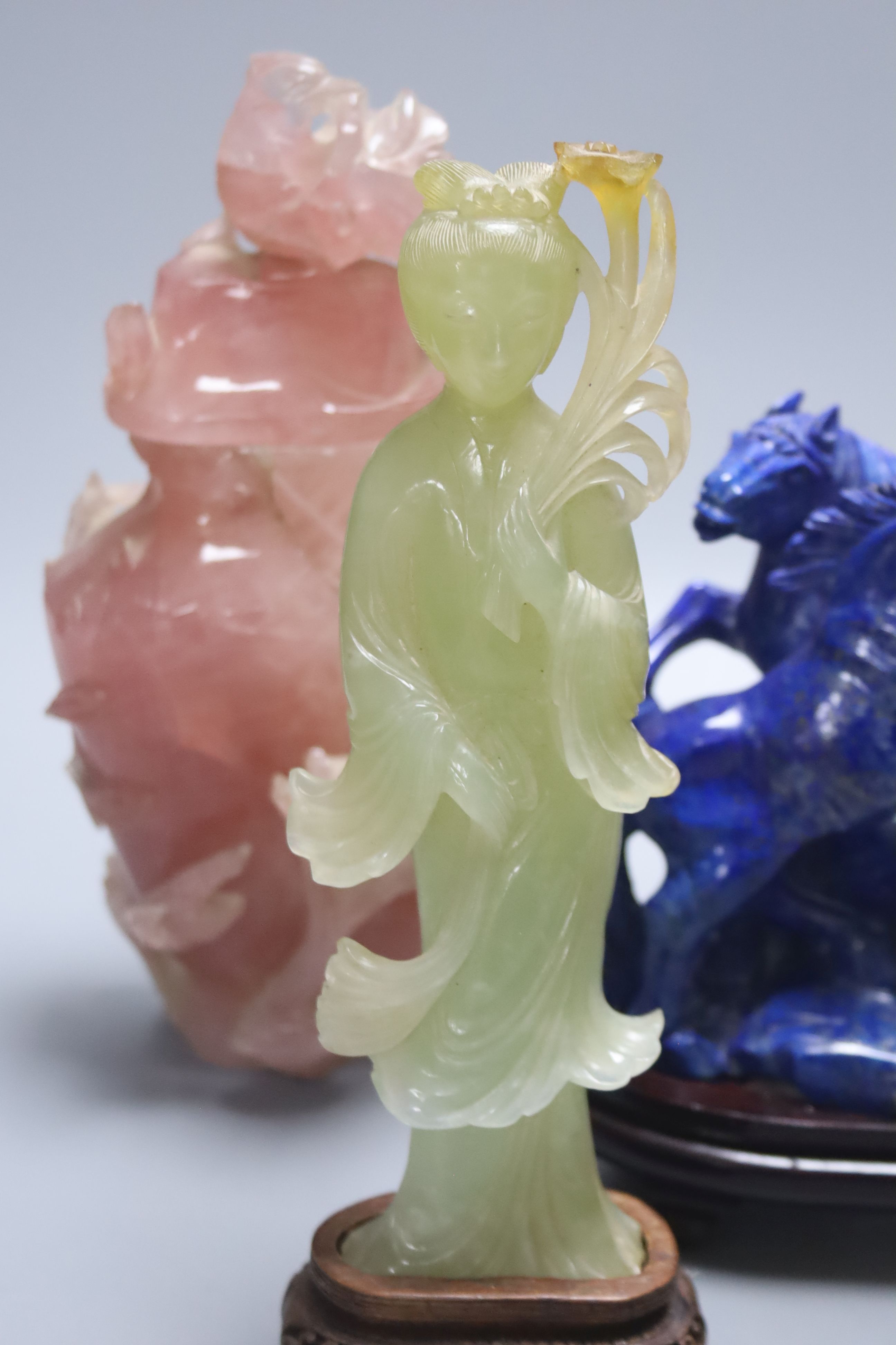 Five Chinese hardstone carvings, tallest 23.5cm - Image 2 of 6