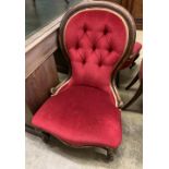 Two Victorian mahogany spoon back nursing chairs