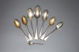 Eight assorted 19th century and later silver spoons,5.5oz.