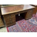 A Victorian mahogany kneehole desk, width 156cm, depth 64cm, height 73cm