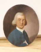 Portrait of a gentleman, oil on canvas, inscribed verso 'drawn by Mr M Wright of D. December 1774'