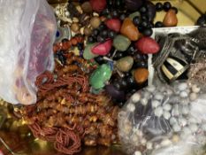 A quantity of costume jewellery etc. including a Mexican sterling and quartz set pendant brooch.