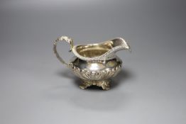A George IV silver cream jug, William Chawner II, London, 1825, 7oz.