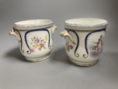 A pair of 19th century Sevres style porcelain half bottle wine coolers, 12cm high