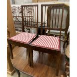 A pair of mahogany bedroom chairs, labelled Beard Watson, Sydney