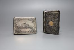 A late 19th century Russian 84 zolotnik and niello cigarette case, 89mm and an Austro-Hungarian