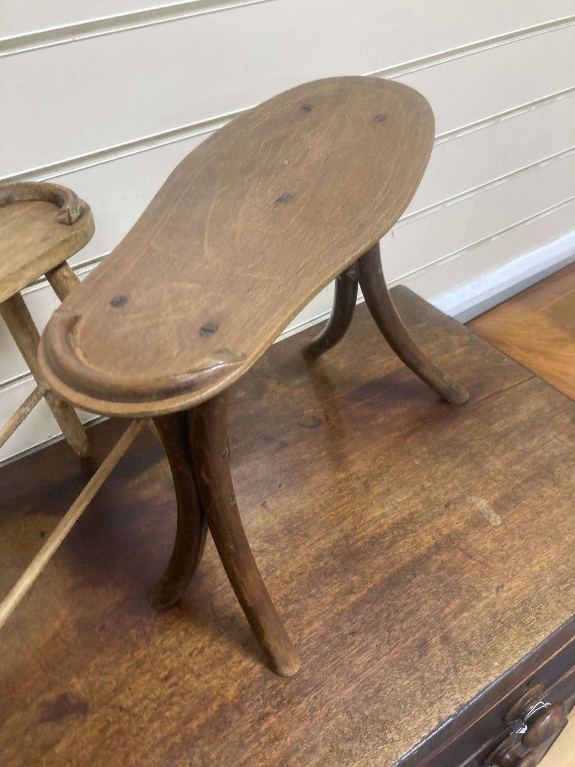 Two early 20th century treen shoe rests, larger 36cm wide, 35cm high - Image 3 of 3