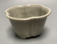 A Chinese celadon shaped censer, height 8.5cm